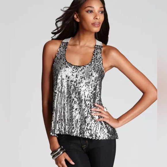 Vintage Havana Silver Sequin Sleeveless Tank Top size M in excellent condition - Picture 3 of 9